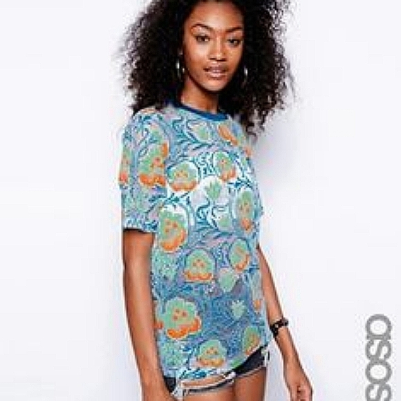 ❤[3/$35] ASOS Petite Mesh Floral Top - Picture 2 of 6